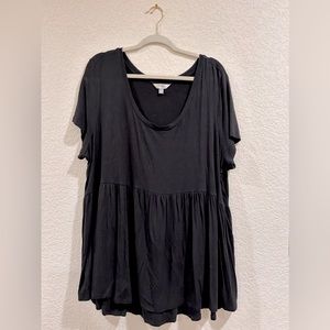 Black plus size baby doll shirt short sleeved tee undershirt blouse